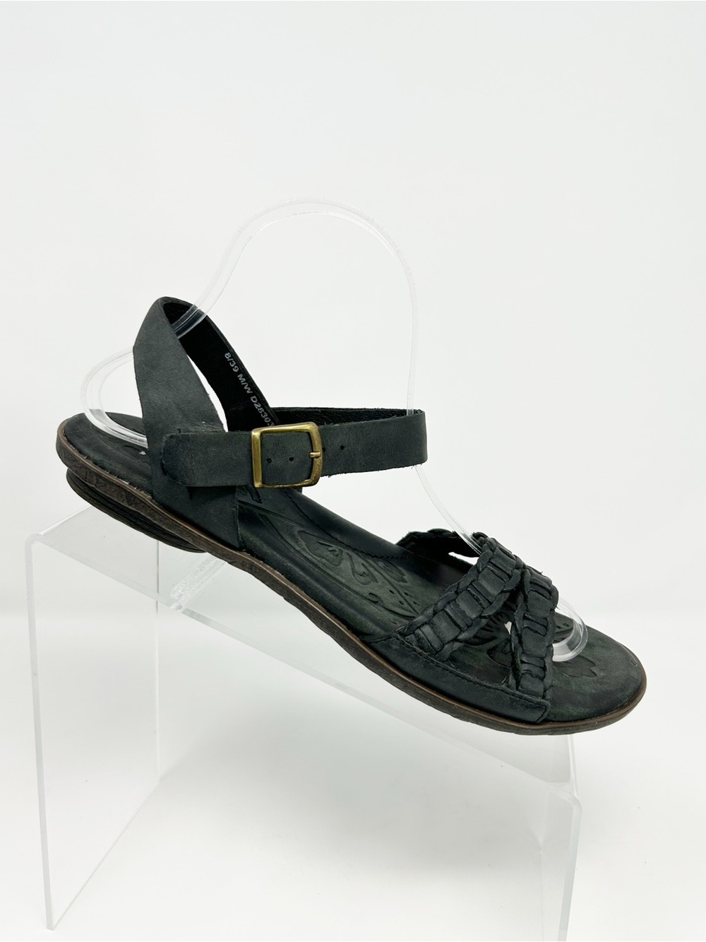 Born Boho Braided Straps Brass Buckle Flat Open Toe Slingback Sandals Size 8